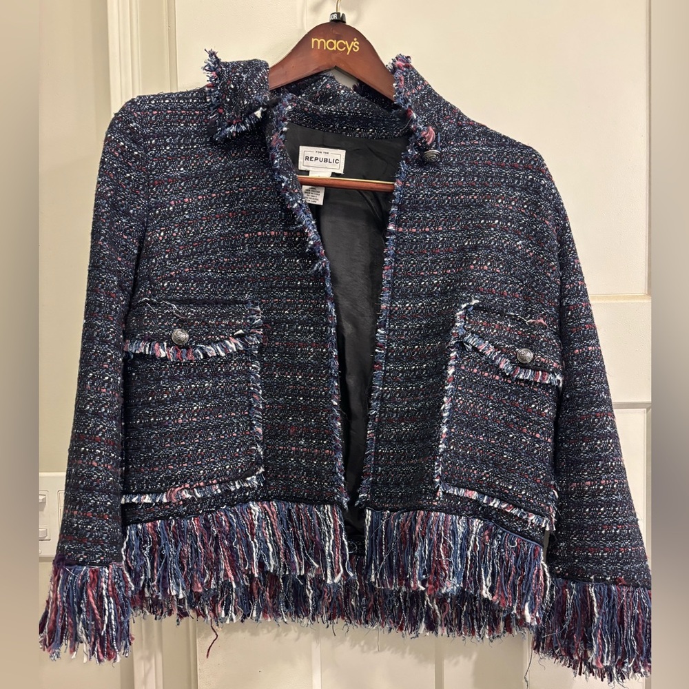 Women's Tweed Jacket - Black and Blue
